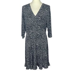 Leota Dress Womens PXXL Petite Plus Grey Animal Print Leopard V-Neck‎ Stretch